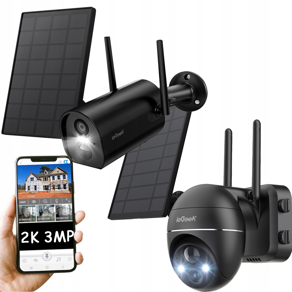 

Solarna Kamera Zewnętrzna Obrotowa Wifi 1296P x 2