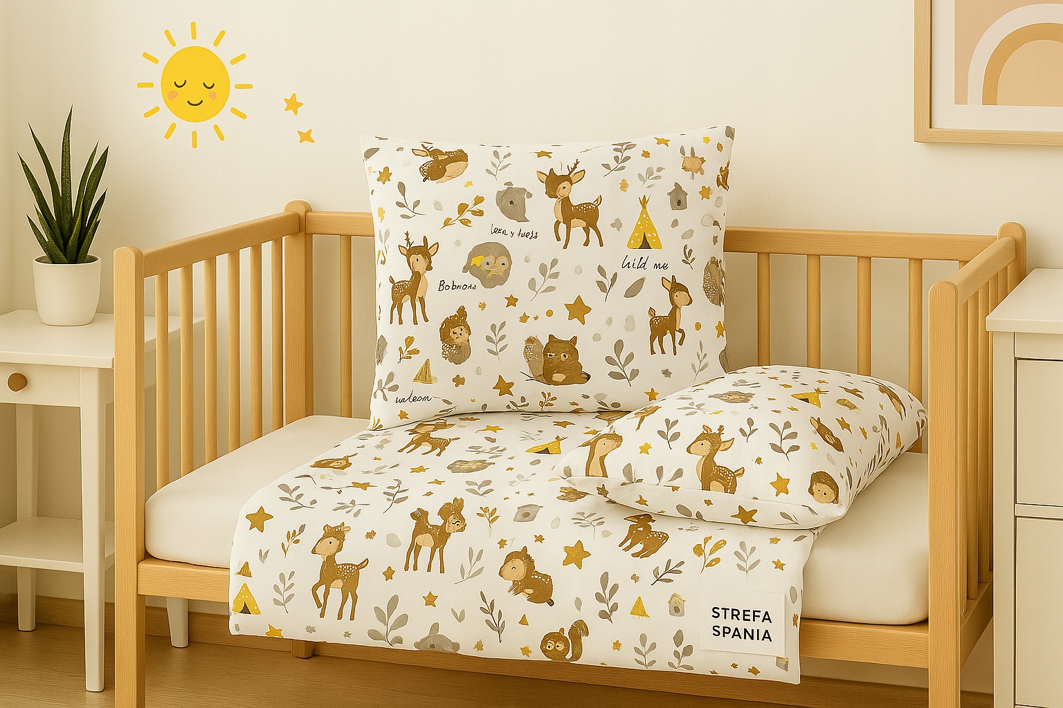 POŚCIEL 100x135 DO ŁÓŻECZKA DZIECIĘCA NIEMOWLĘCA 2 ELEMENTY BAWEŁNA 100% Szerokość kołdry 100 cm