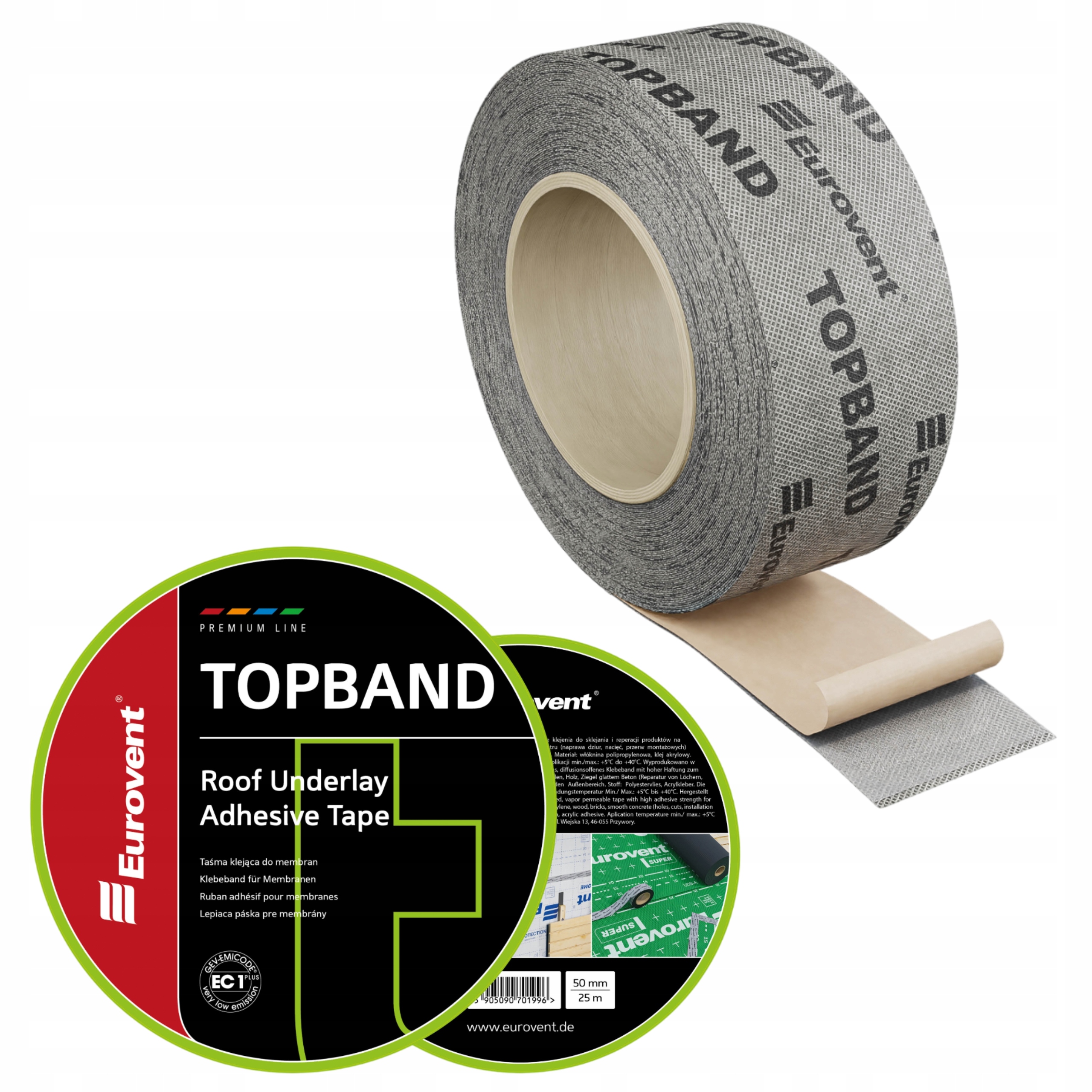 Taśma naprawcza Eurovent Topband do membran dachowych folii 50mm 25m mocna
