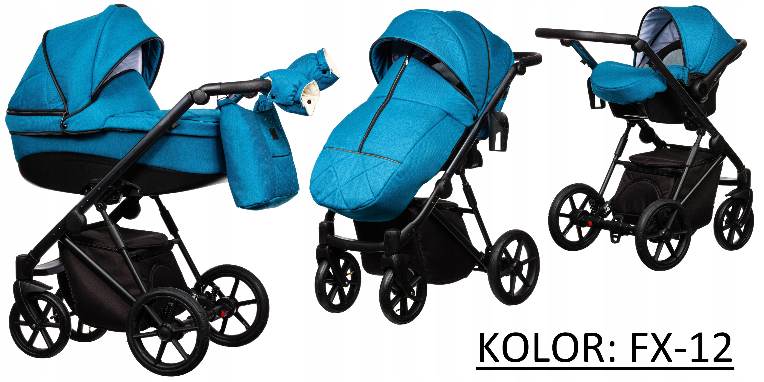 GONDOLA SPACERÓWKA FOTEL 3w1 Wózek FX ParadiseBaby Rodzaj kół Pompowane