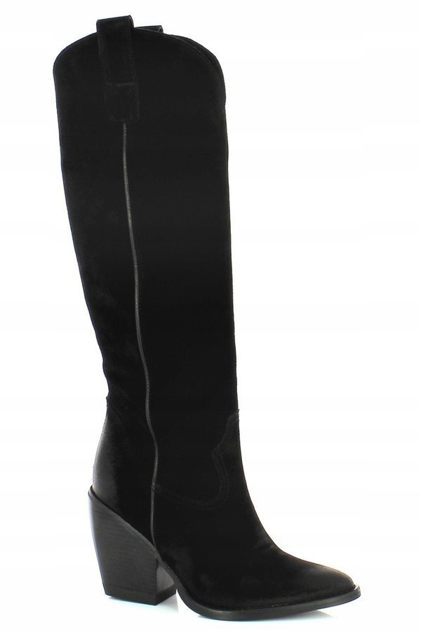 Carinii B5270 Kozačky Kovbojské Boty Kůže Nubuk Černé