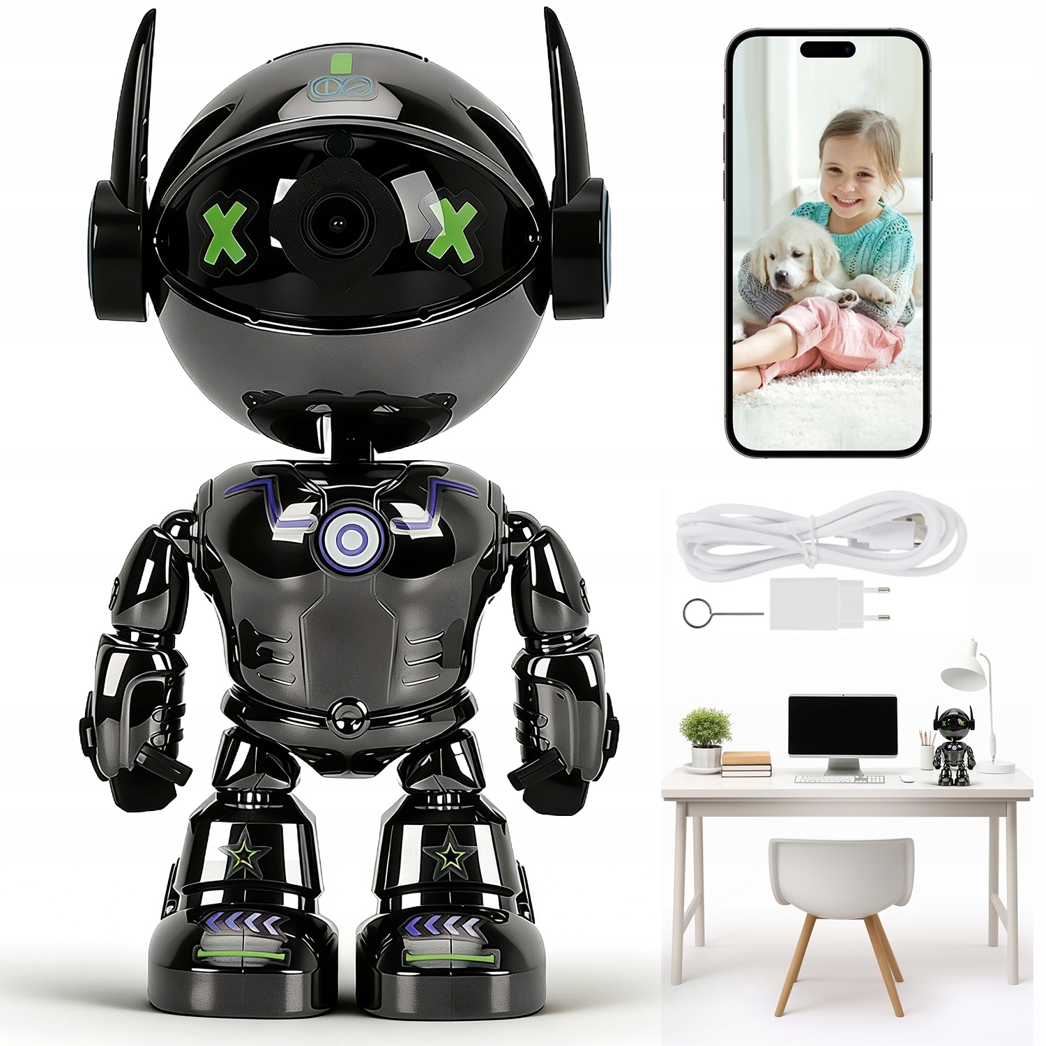 Kamera Monitorující Wifi 1080P Barevné Noční Vidění Detekce Pohybu 360°