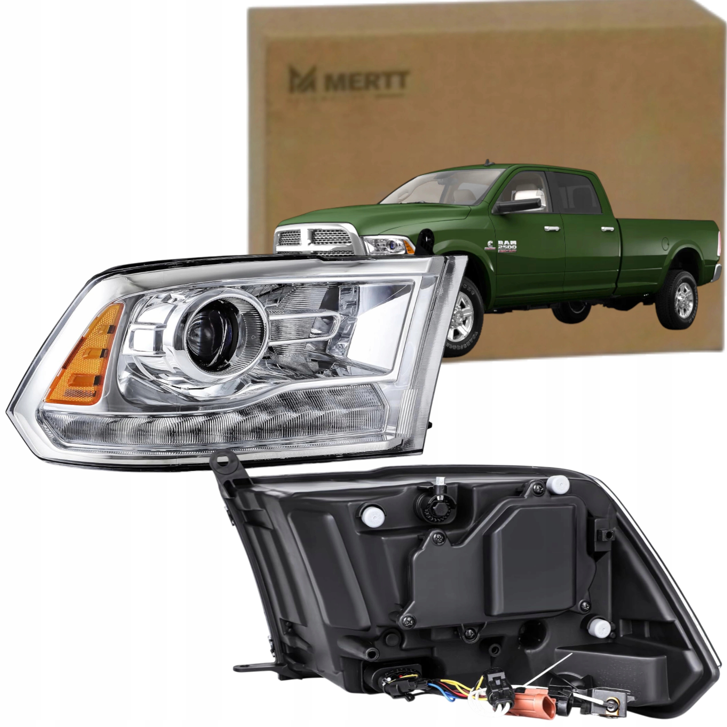 Dodge Ram 2008-2018 Světlomet Pravý Přední Světlomet 68093220AC Evropa Stříbrný