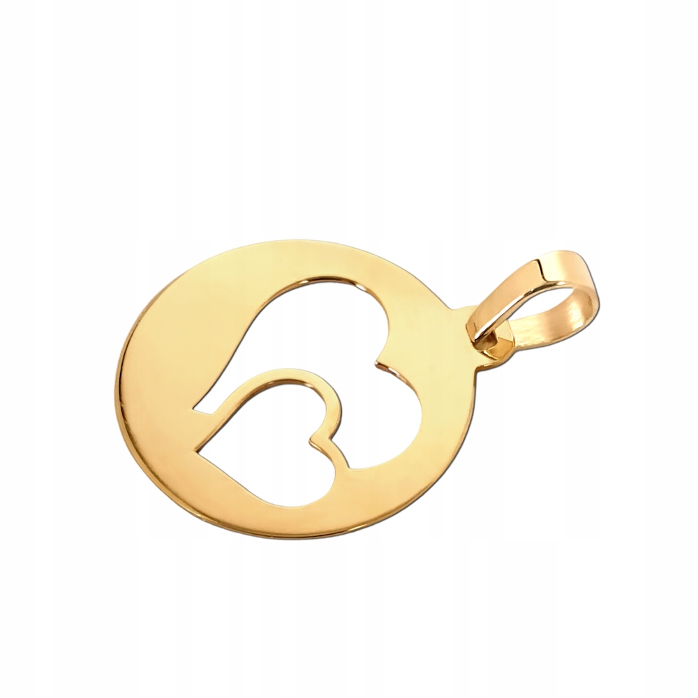 Złoty wisiorek kółeczko Dwa serca serduszka pr.585 Marka Inna marka