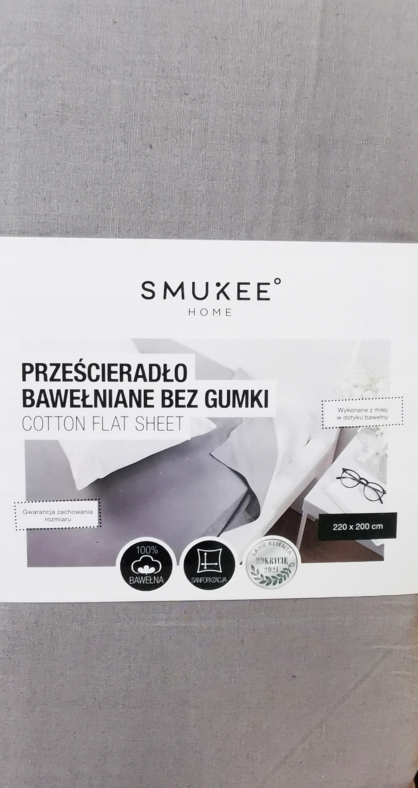 

Prześcieradło bawełniane bez gumki 220x200cm szare