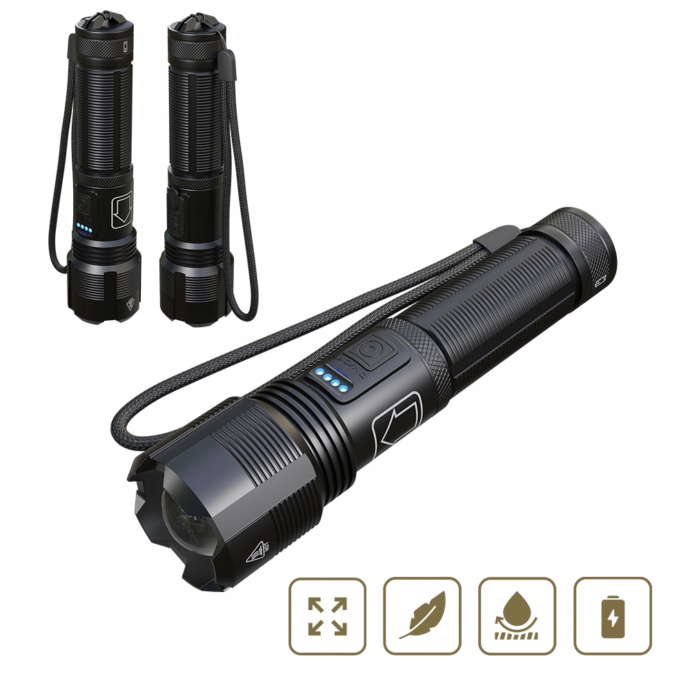 LATARKA LED TAKTYCZNA MEGA MOCNA NA AKUMULATOR USB Model EFL-1126 Thor