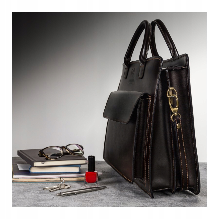 ELEGANCKA BIZNESOWA AKTÓWKA TORBA DAMSKA ZE SKÓRY Materiał dominujący skóra naturalna