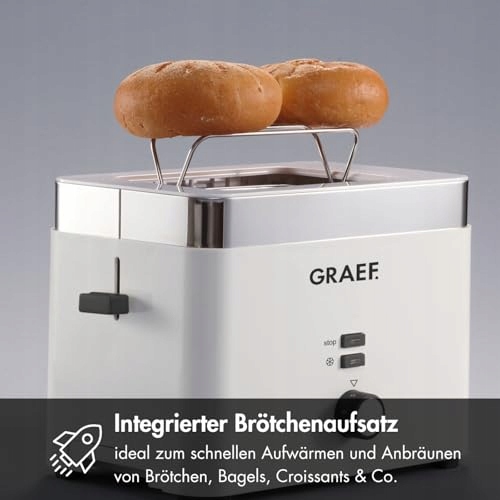 GRAEF Toster Biały 27x18x19 cm Regulacja Opiekania Automatyczne Wyłączanie — miniatura 6