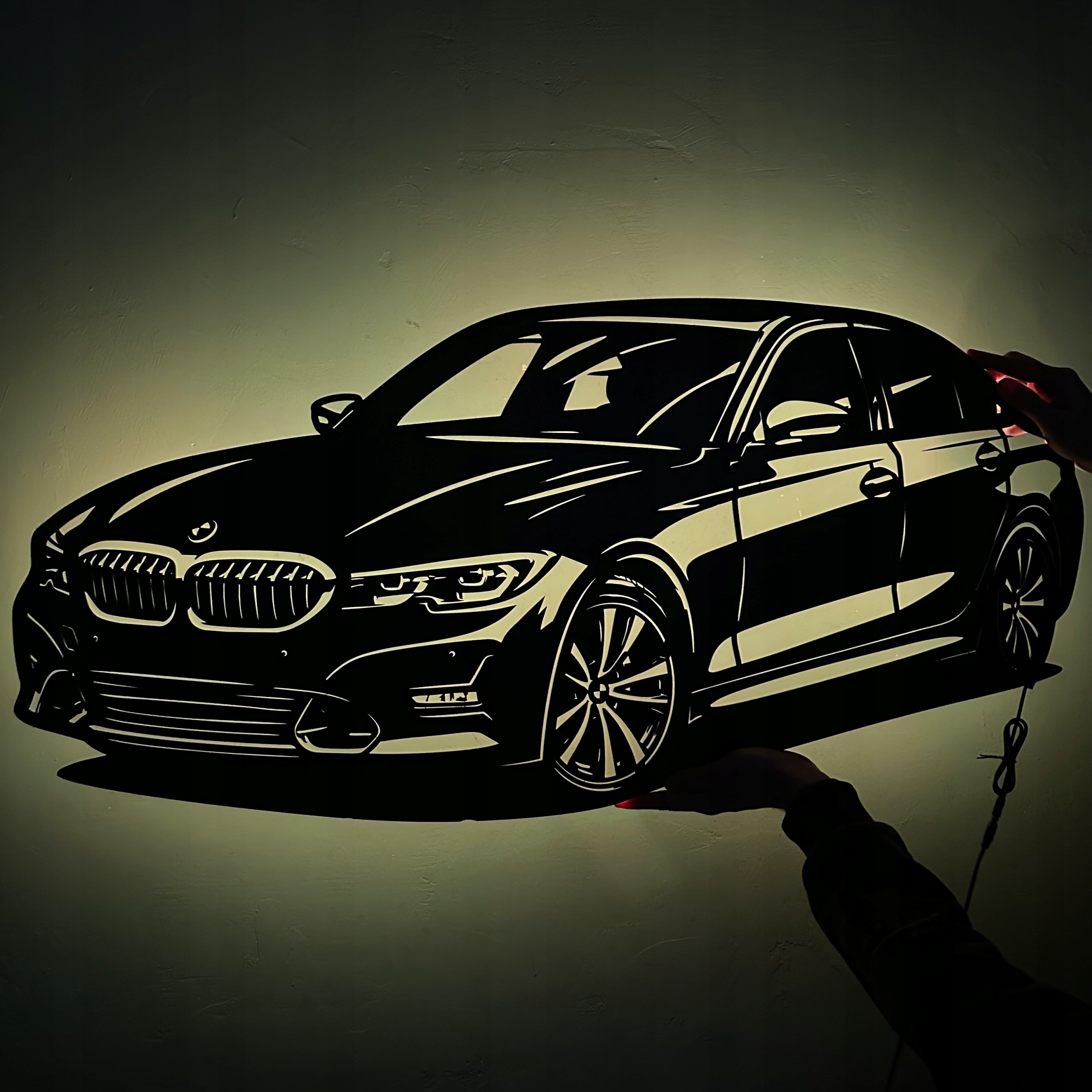 Bmw G20 2019 Noční Lampa Led Obraz Dřevěný 3D Dárek Rgb dálkové ovládání