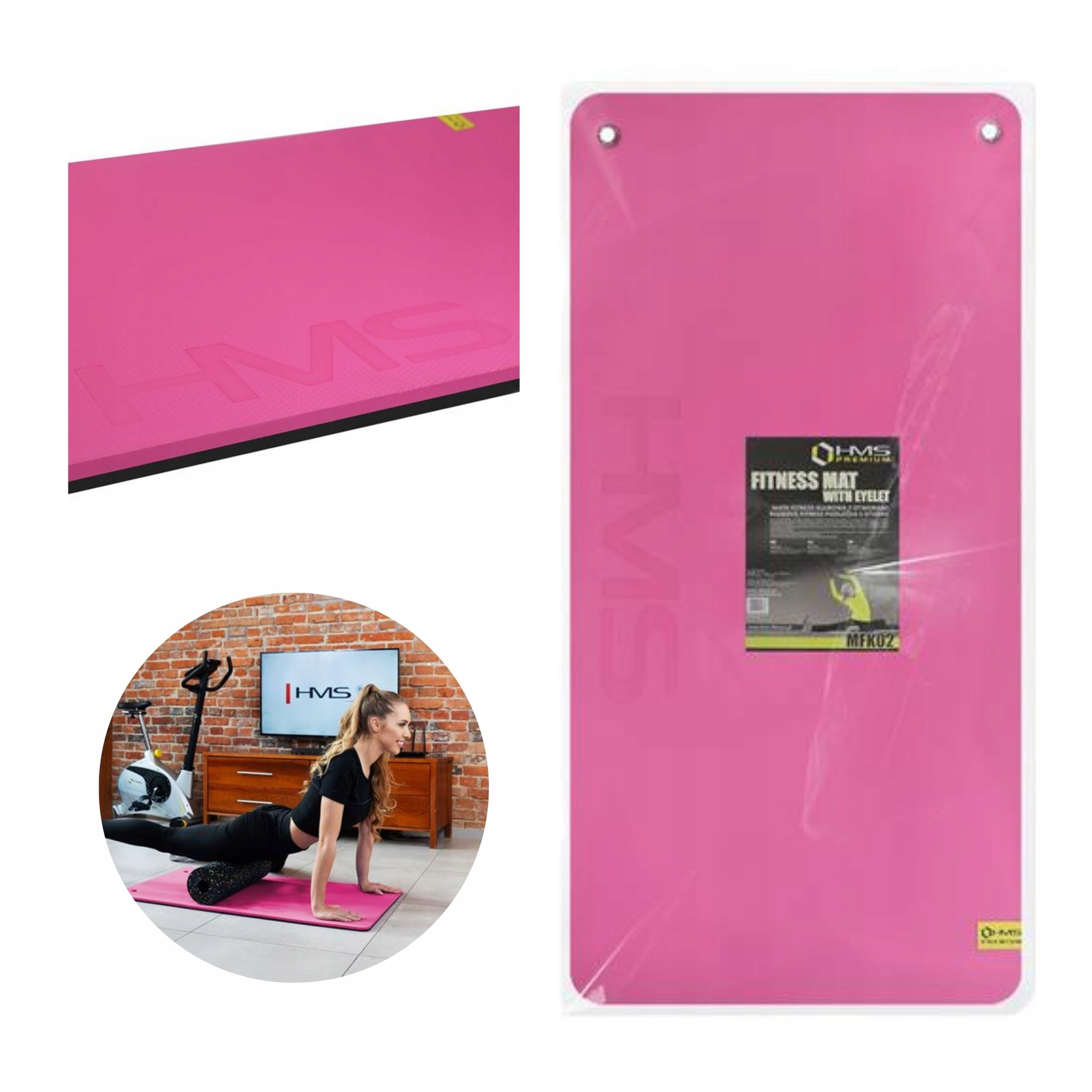 Pevná gymnastická podložka na cvičení fitness s otvory, 2 cm Hms