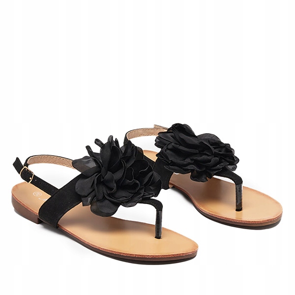

Czarne Damskie Sandałki Z Kwiatkiem Nerikala 36