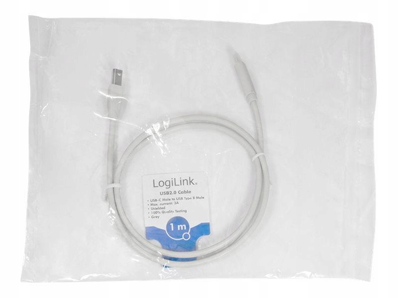 Logilink CU0160 Logilink Kabel Usb 2.0, Usb-c męski do Usb-b męski, 1m