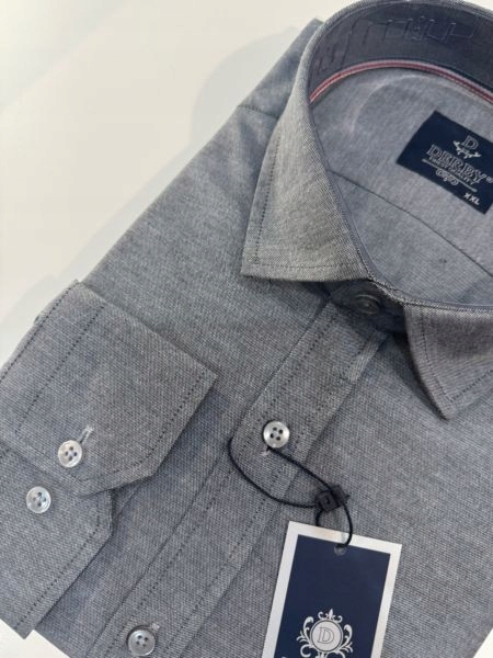 Derby Pánská Košile šedá s dlouhým rukávem regular vel. 5XL 49/50 176/182 DRB-95