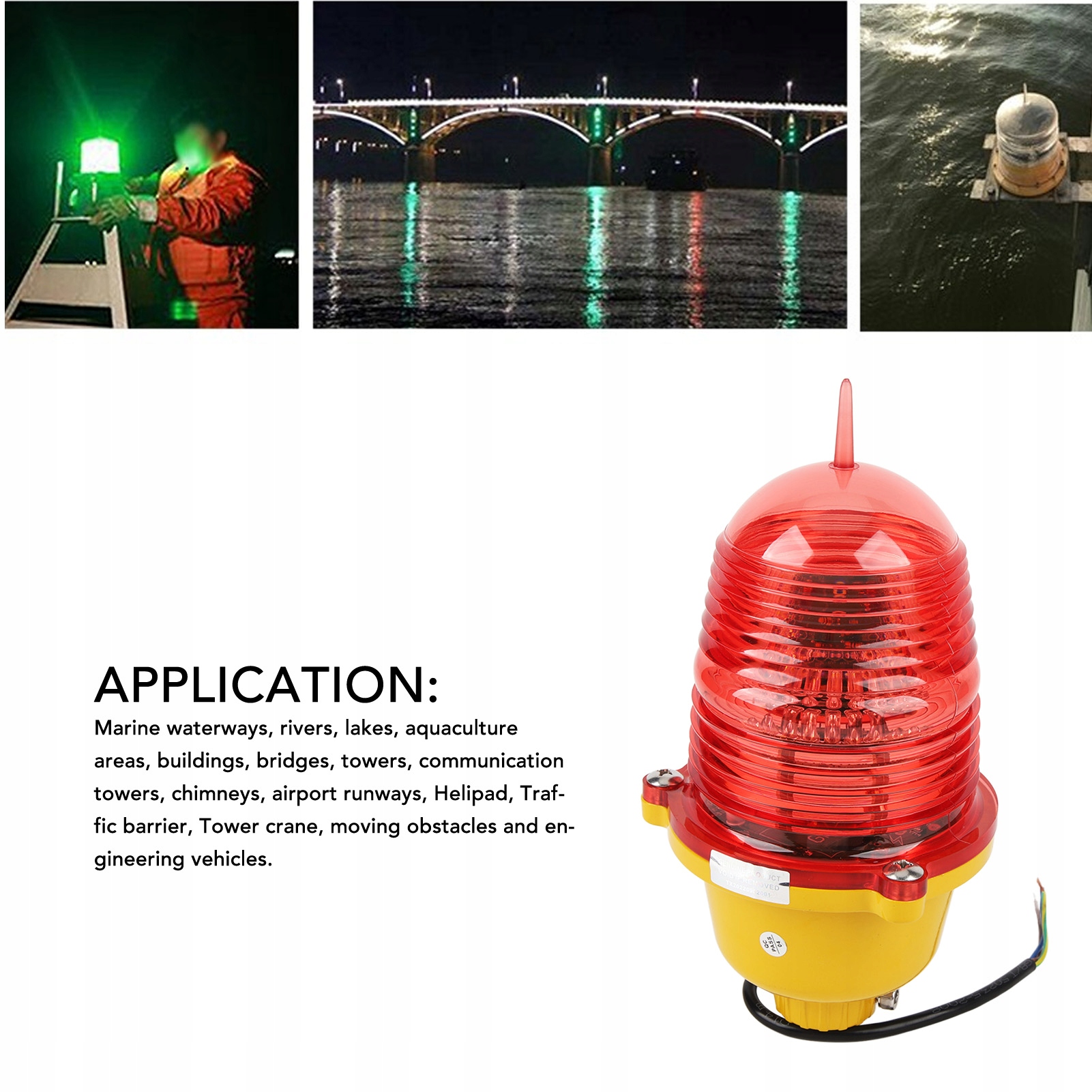 ŚWIATŁO PRZESZKODOWE DLA ŁODZI MORSKICH LOTNICZE TYPU B 110V 3/4 CALA CZERW Stan opakowania oryginalne