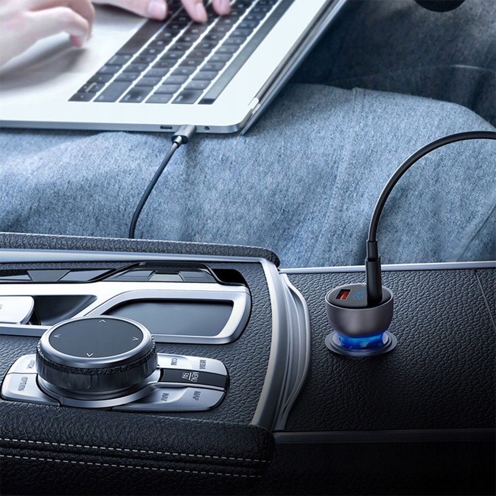 BASEUS ŁADOWARKA SAMOCHODOWA LED 2x USB QUICK CHARGE POWER DELIVERY PD 65W Złącza USB 3.1 typ C USB