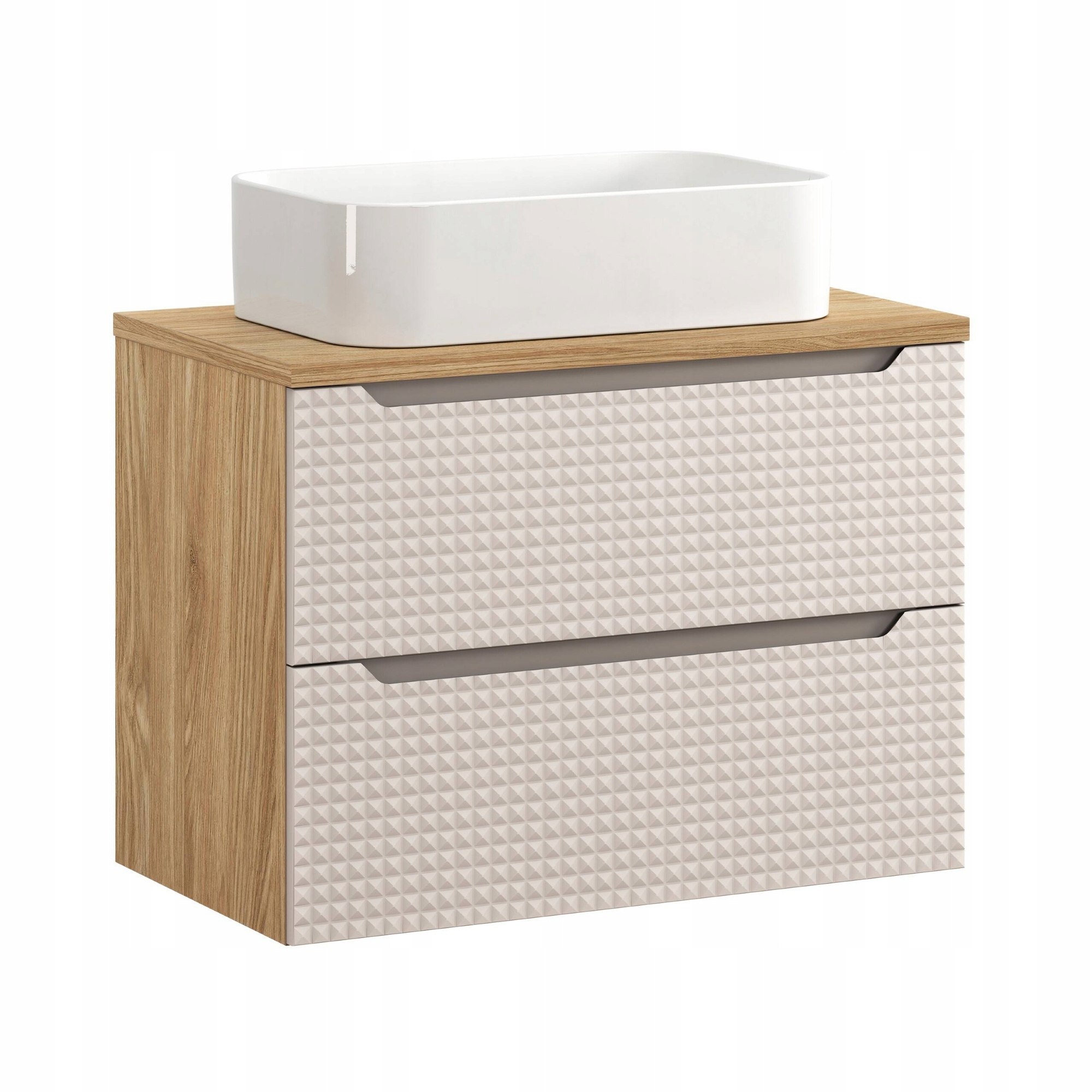 Szafka z Umywalką Luxor Beige 80cm z Blatem i Umywalką Nablatową Kati