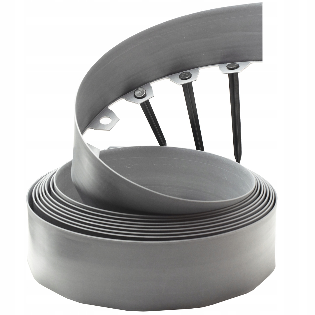 Obrzeże Ogrodowe 10m szary wys. 10cm trawnikowe tworzywo sztuczne kotwy