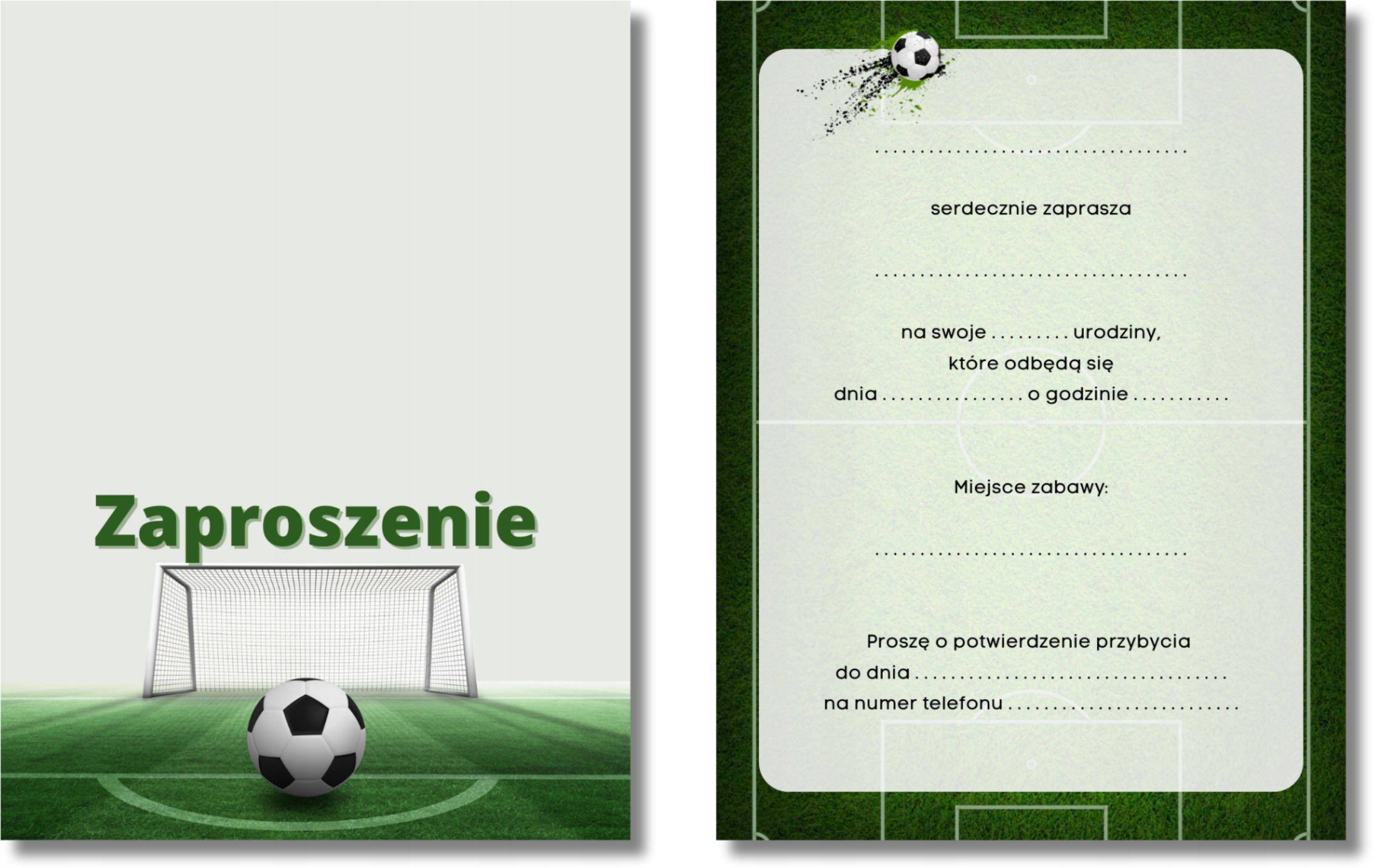 ZAPROSZENIA URODZINOWE PIŁKA NOŻNA 15x10cm Marka inna