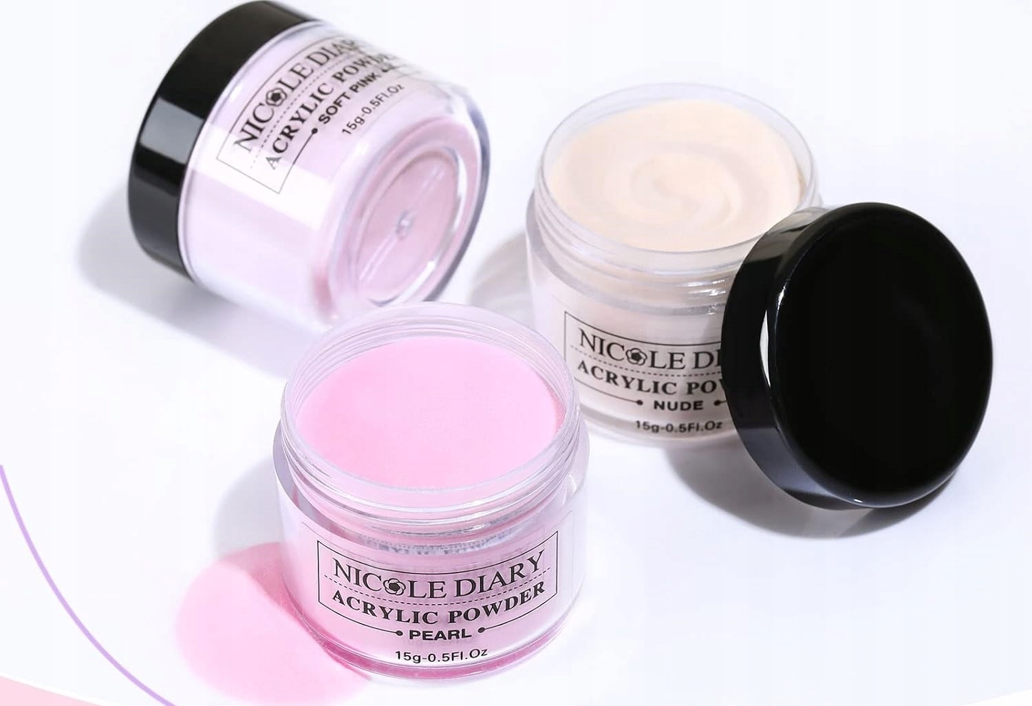 ZESTAW DO PAZNOKCI AKRYLOWYCH 3x PROSZEK PŁYN FORMY PĘDZLE NICOLE DIARY EAN (GTIN) 5018572978363