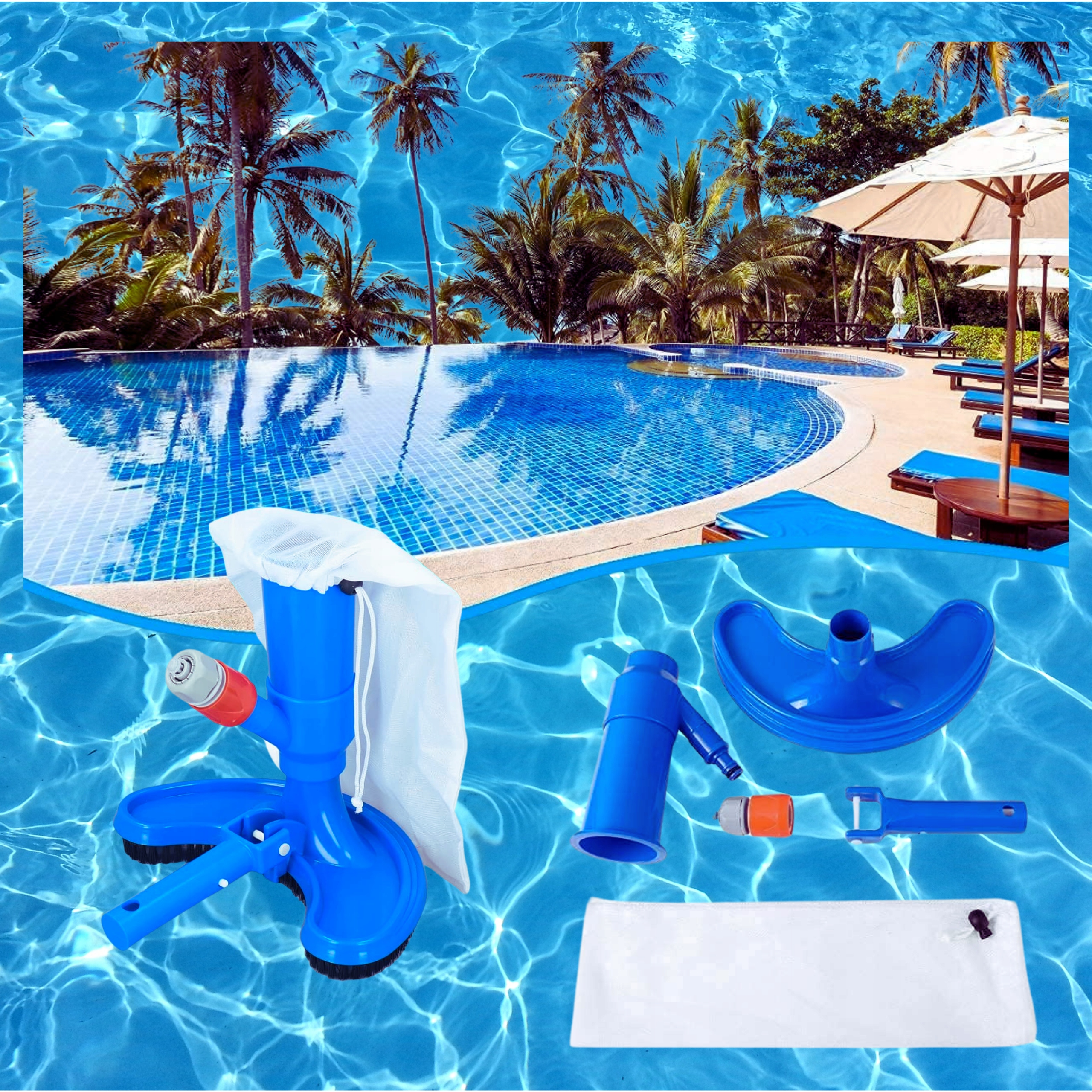 ODKURZACZ BASENOWY DO DNA BASENU ZESTAW DO CZYSZCZENIA BASENU SIATKA FILTR Stan opakowania oryginalne