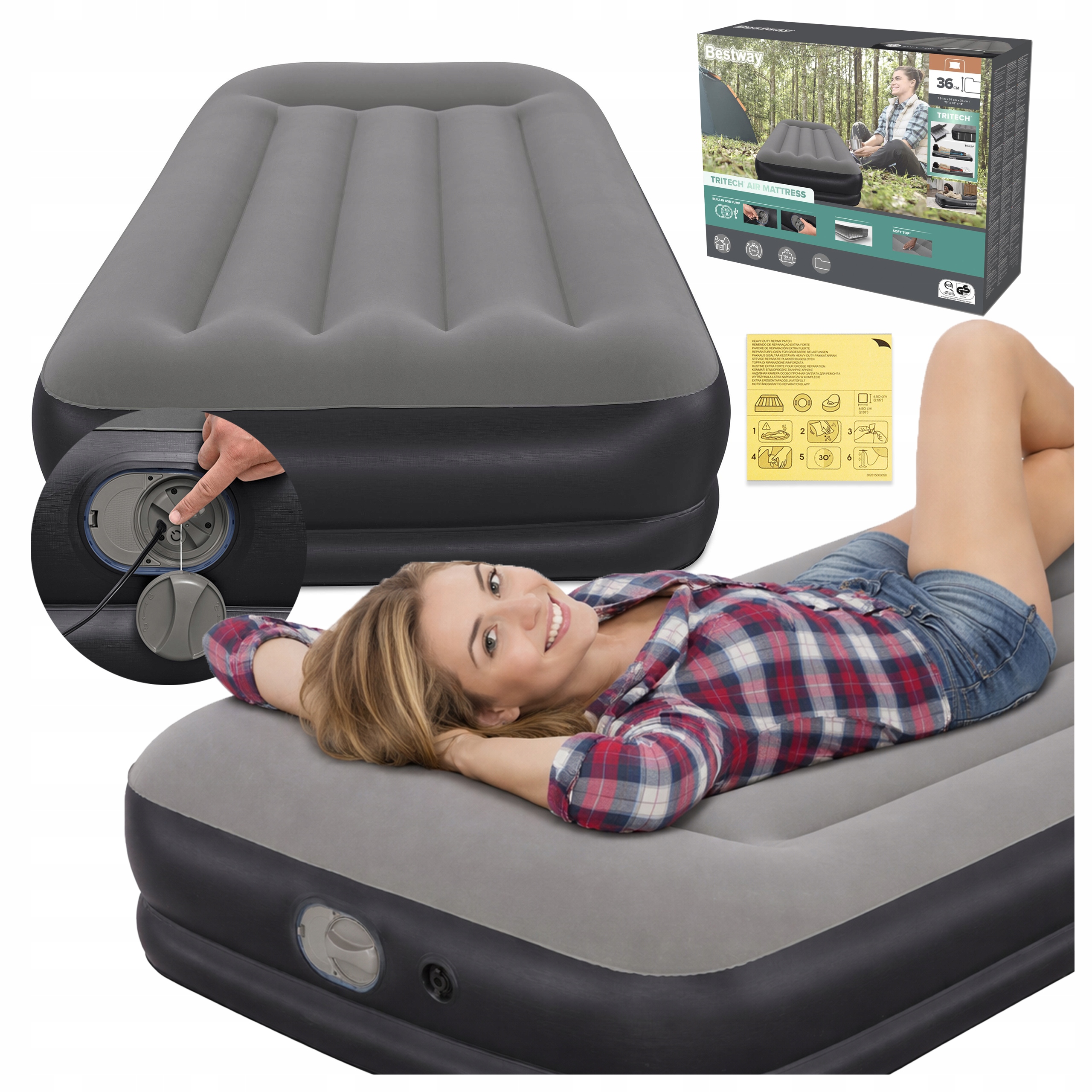 Matrace s pumpičkou Jednolůžko 191x97x36 Bestway 671BT New