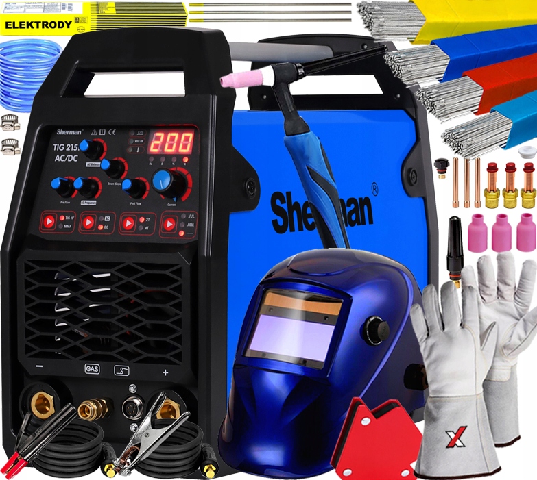 Spawarka Tig Hf Do Aluminium Sherman Tig 215P Ac/dc 230V 200A Puls Led