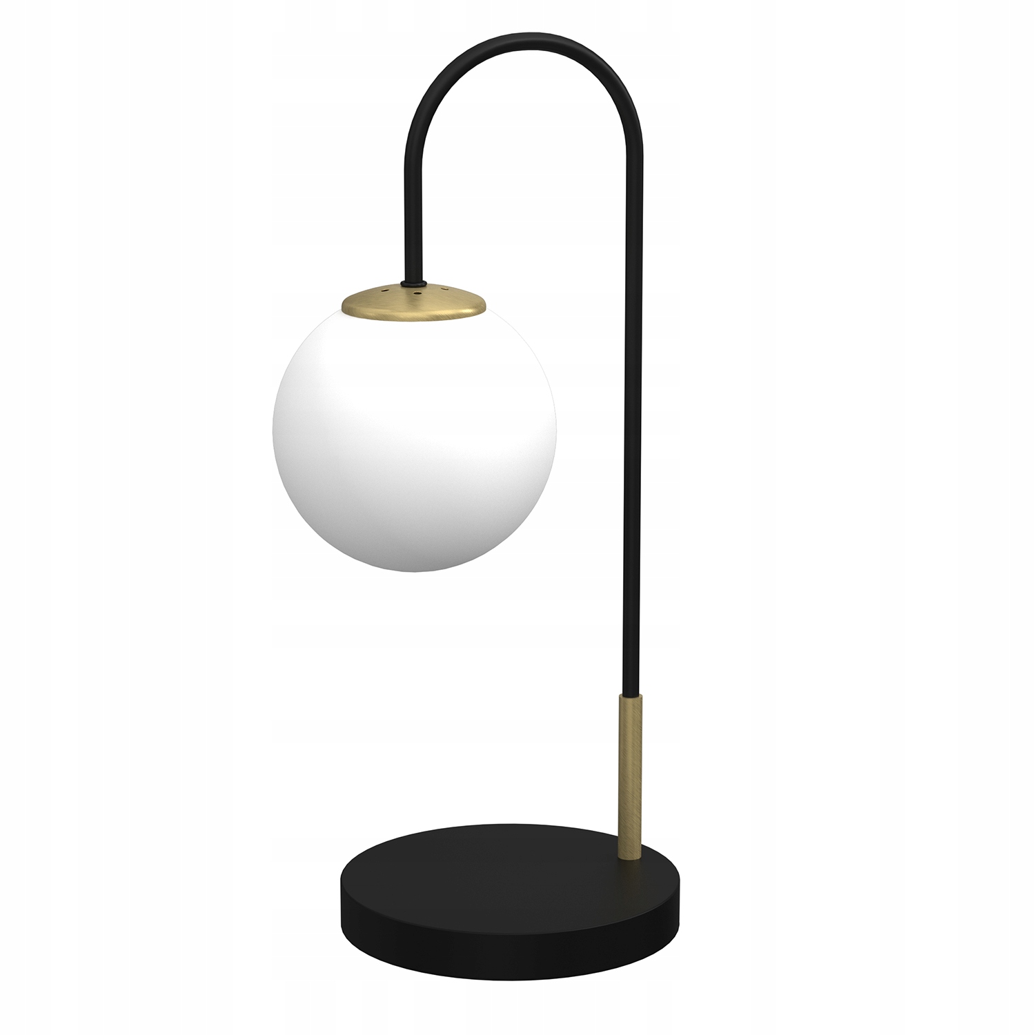 Stolová lampa čierna zlatá sklenená biela guľa do spálne a obývačky Luminex