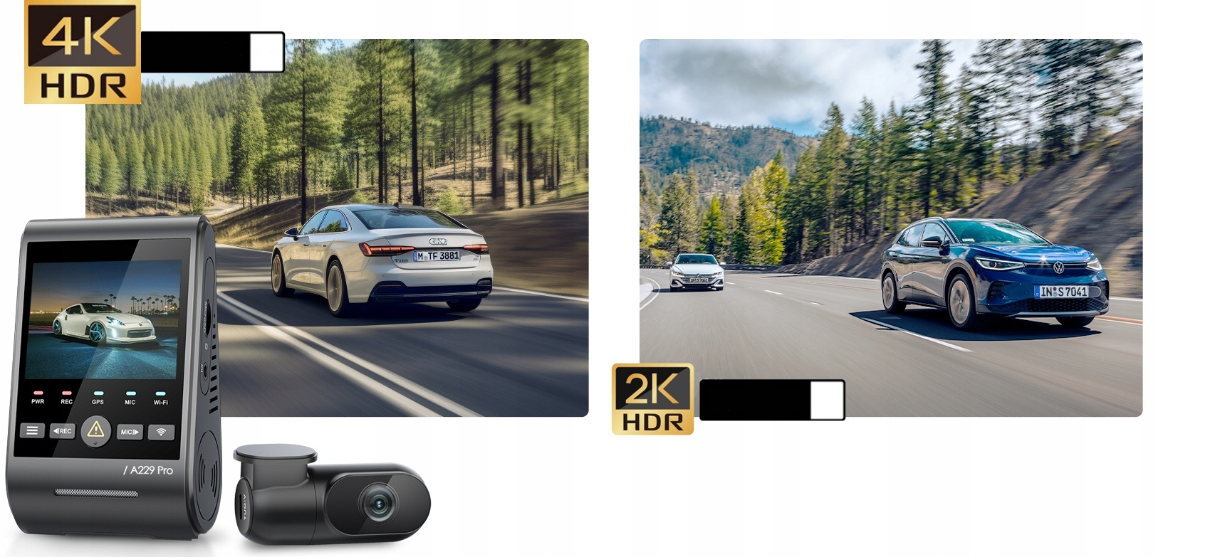 VIOFO A229 PRO 2CH-G REJESTRATOR PRZÓD/TYŁ 4K/2K HDR GPS 512GB ACC HK4 Model A229 Pro 2CH