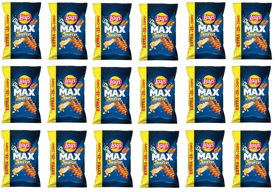 18x 150g Lay's max deep-cut extreme cheese & onion Karton