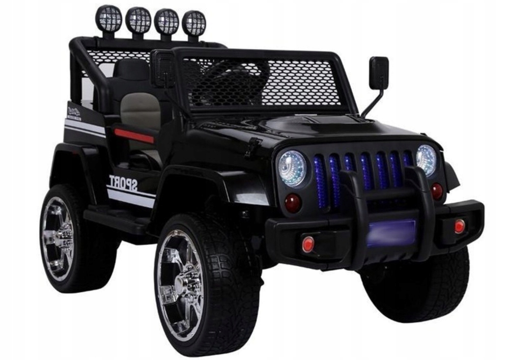 Auto na akumulator terenowe Jeep 4x45W duże koła 116 cm czarne dla dzieci