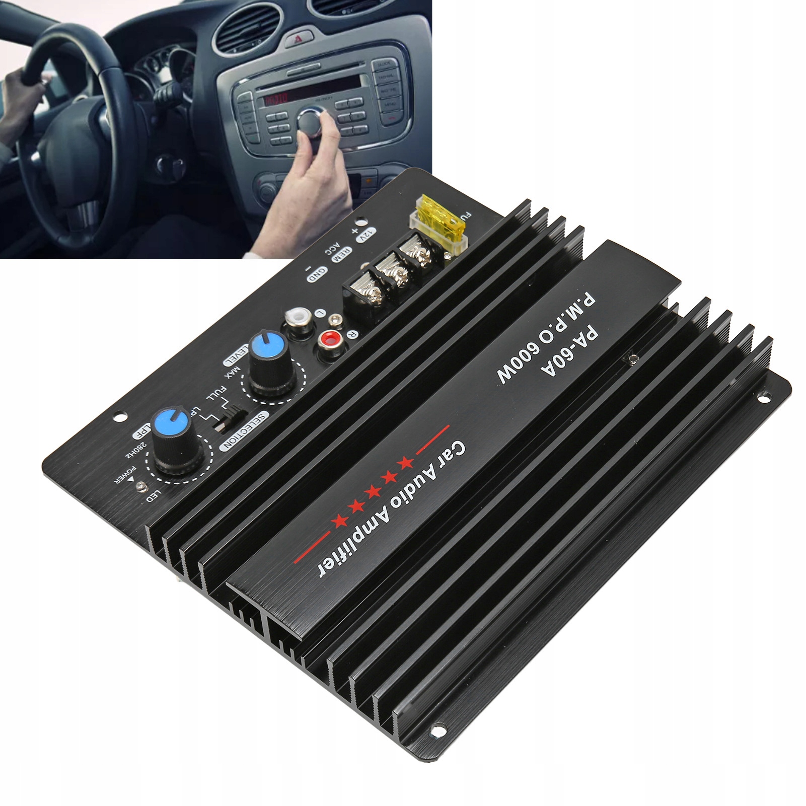 600W Automobilový Subwoofer 12V Zesilovač PA-60A
