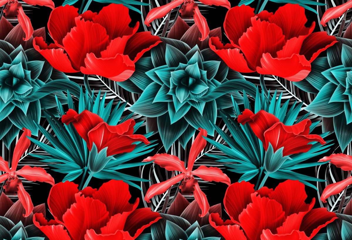 

Tapeta Flizelinowa Tropikalne kwiaty - 104x70