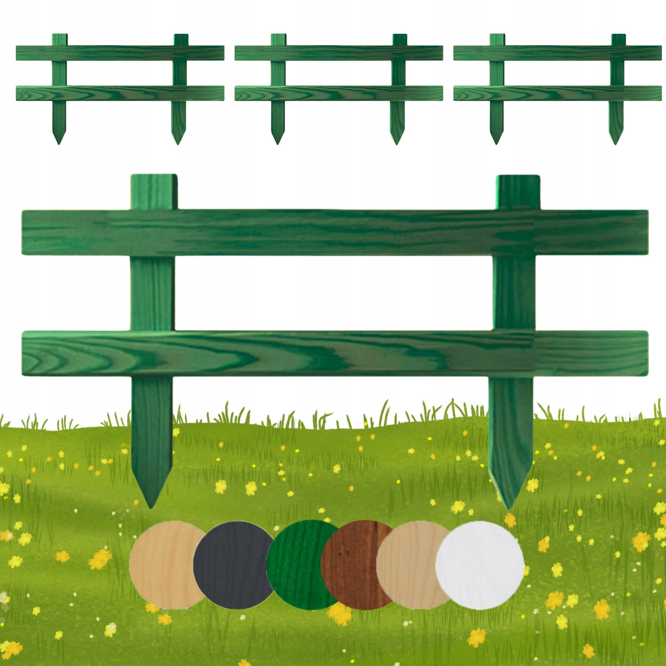 Zahradní plot dřevěný obrubník palisáda 50 x 30 cm Zelený 4 ks