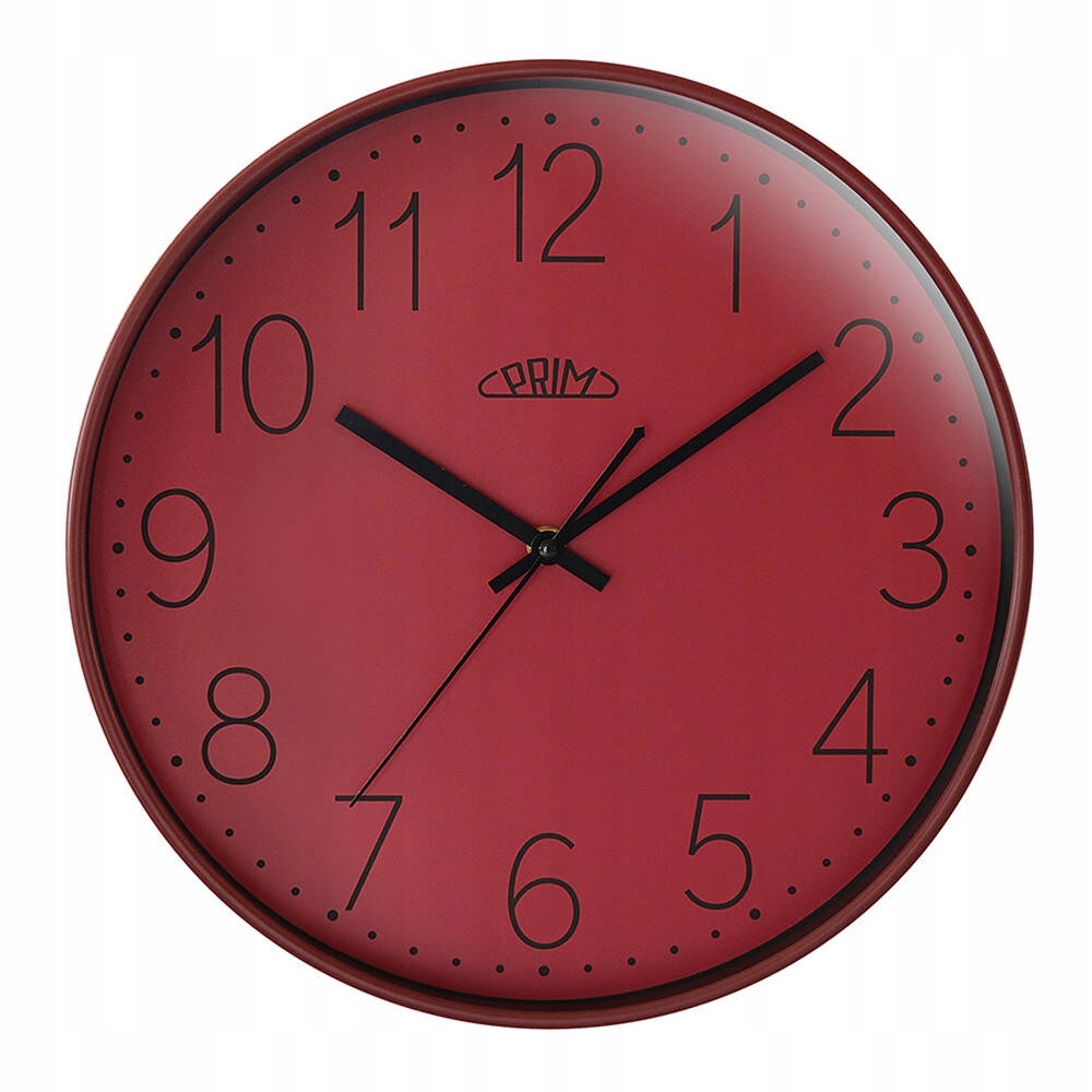 Červené Čitelné Kulatý Elegantní Nástěnné Hodiny Prim E01P.4272 35 cm
