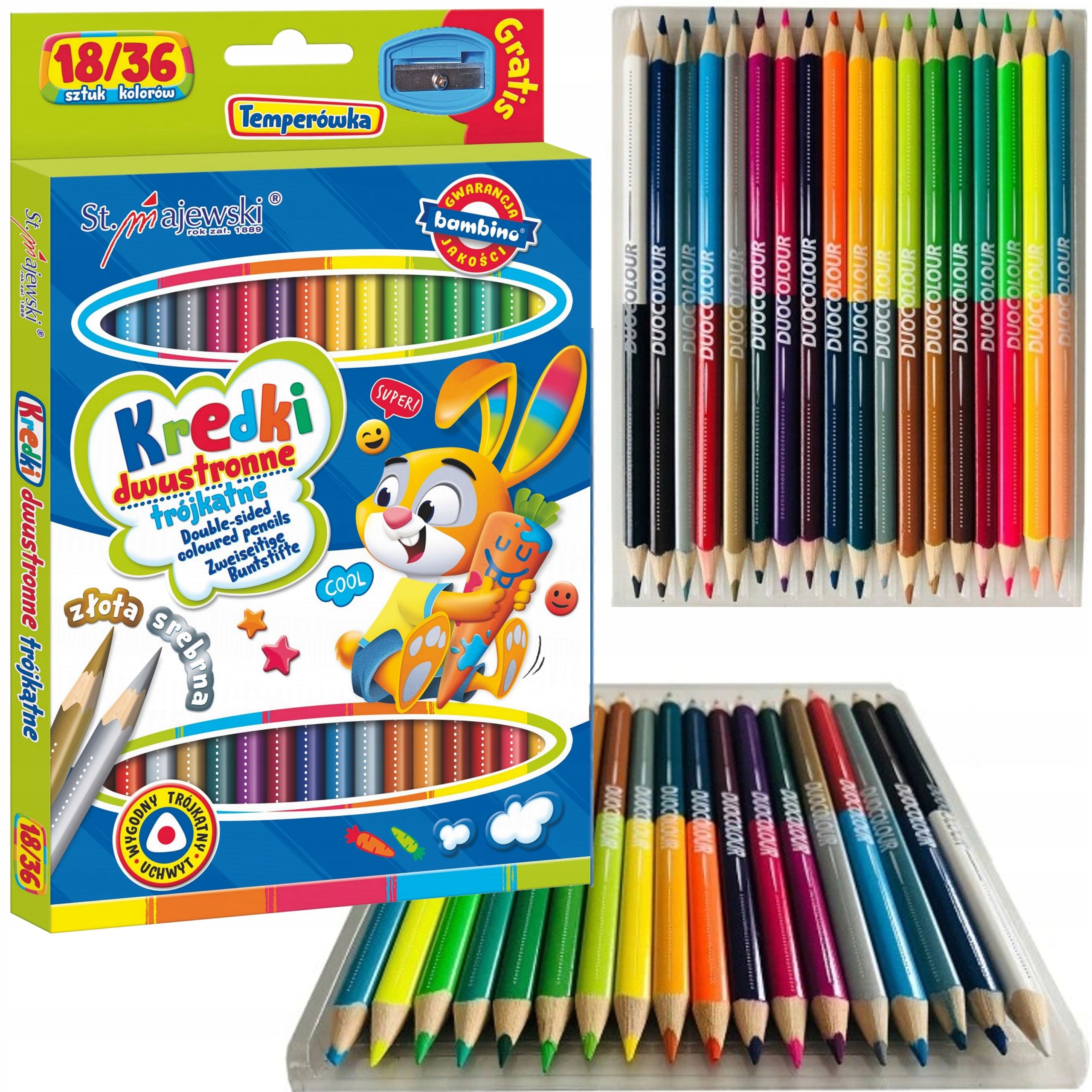 BAMBINO KREDKI TRÓJKĄTNE DWUSTRONNE 18/36 KOLORÓW