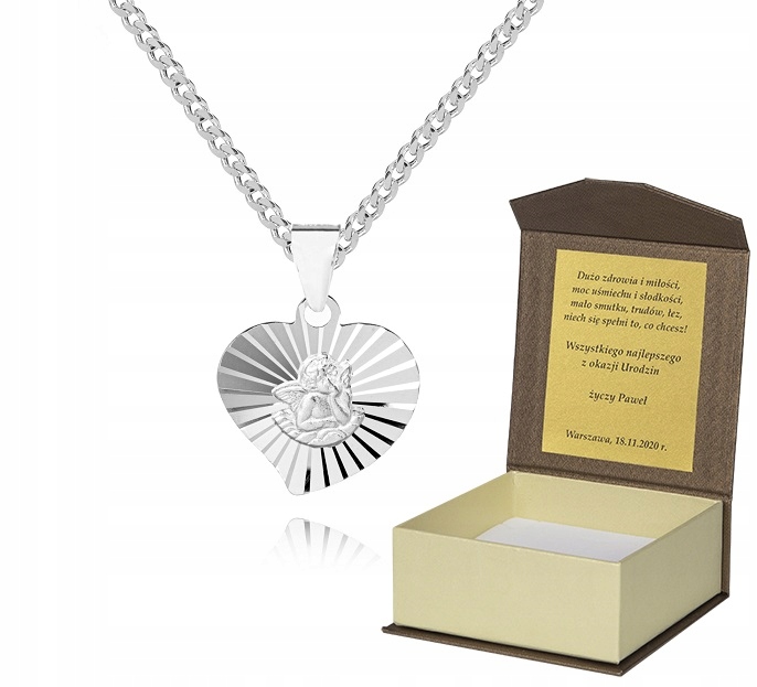 925 Stříbrný Řetízek 50 cm Srdce Dedikace P3Z50