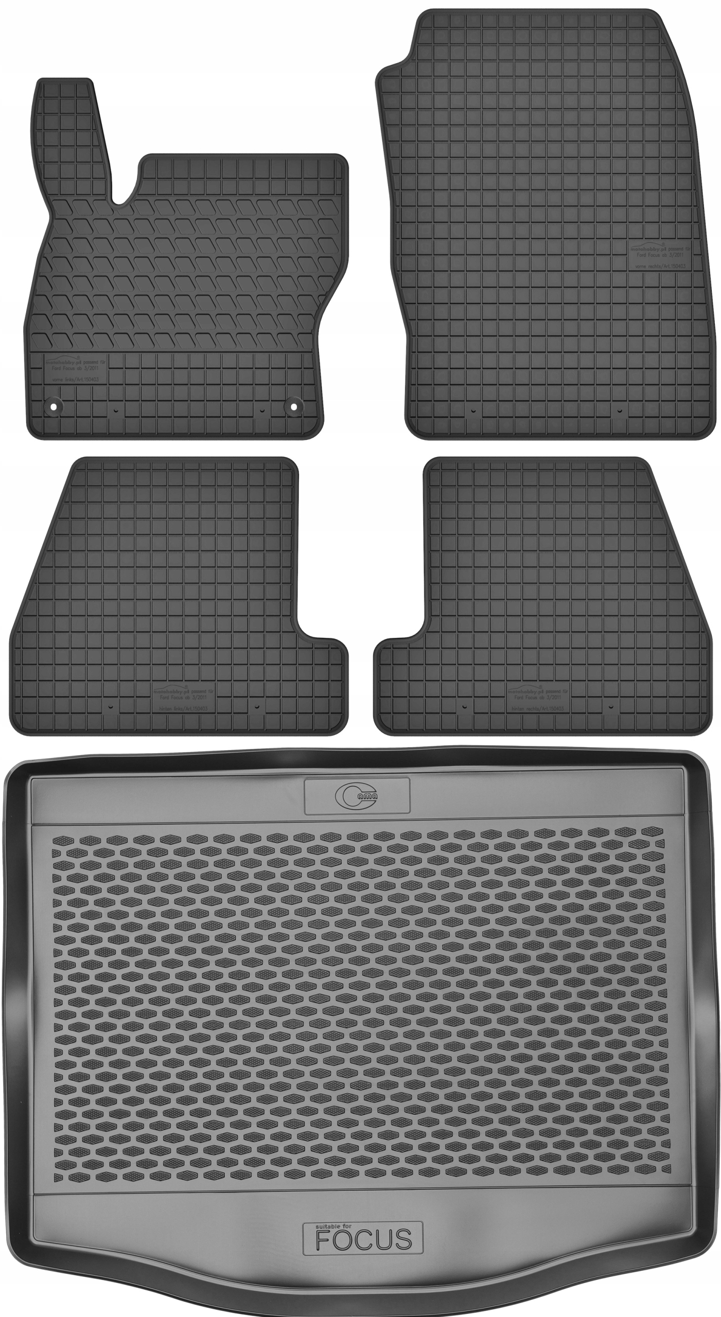 Ford Focus III Hatchback od roku 2011-2017 Sada Koberce batožinový priestor
