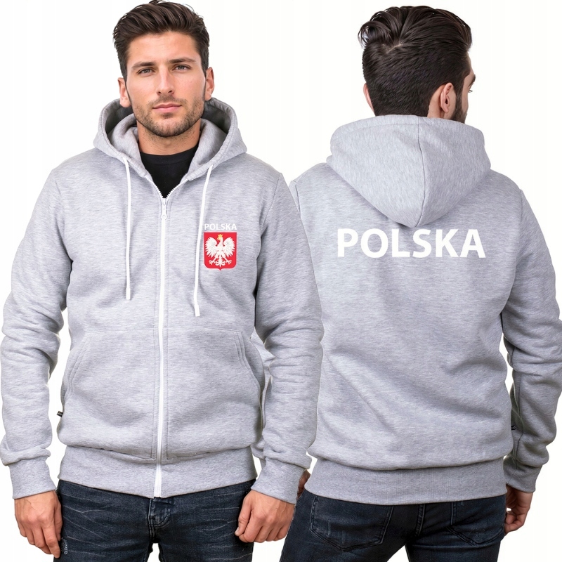 Mikina fanouška reprezentace Polský šedá, vlastenecká s kapucí XL