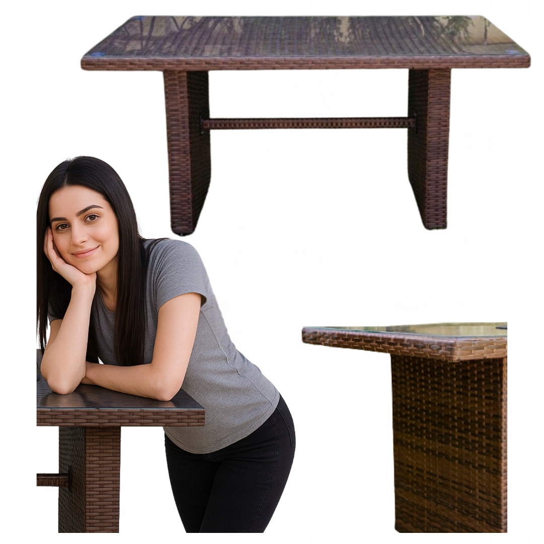 Záhradný konferenčný stolík Technorattan 140 x 70 cm Lavica na terasu Veľký obdĺžnikový