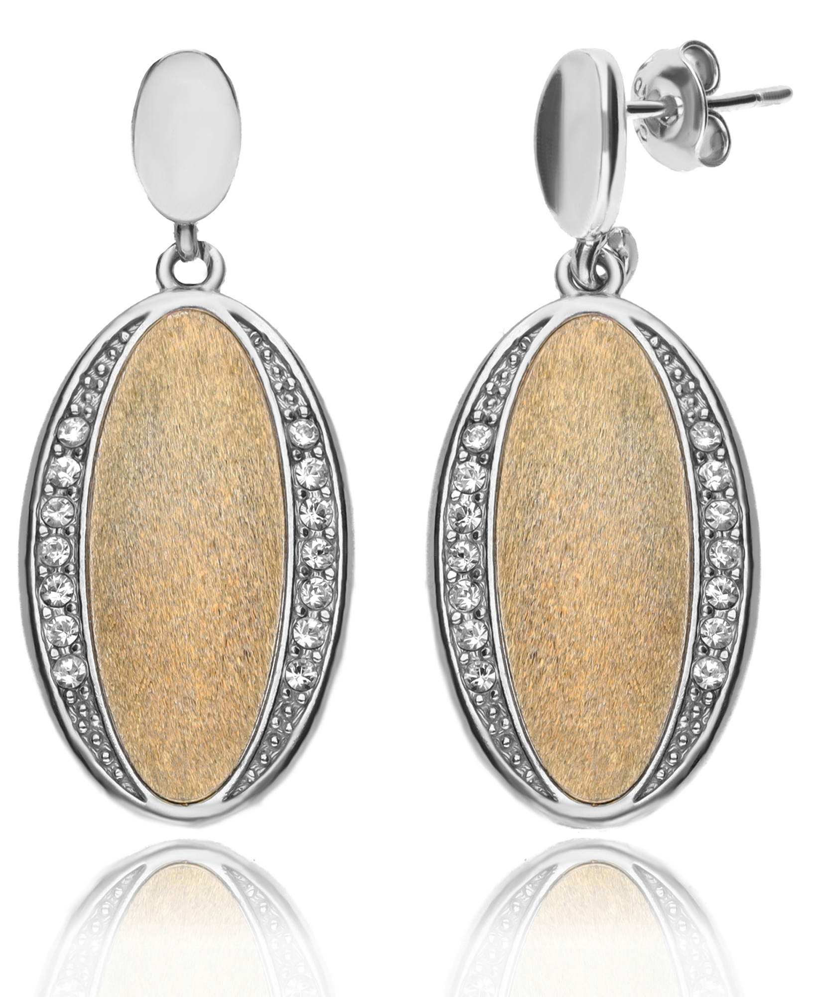 Pozlacené Oválné Náušnice Na Tyči Se Zirkony