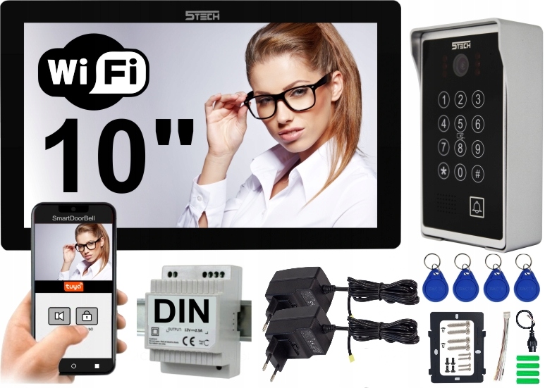 

Wideodomofon 10" WiFi 5TECH zasilacz Din