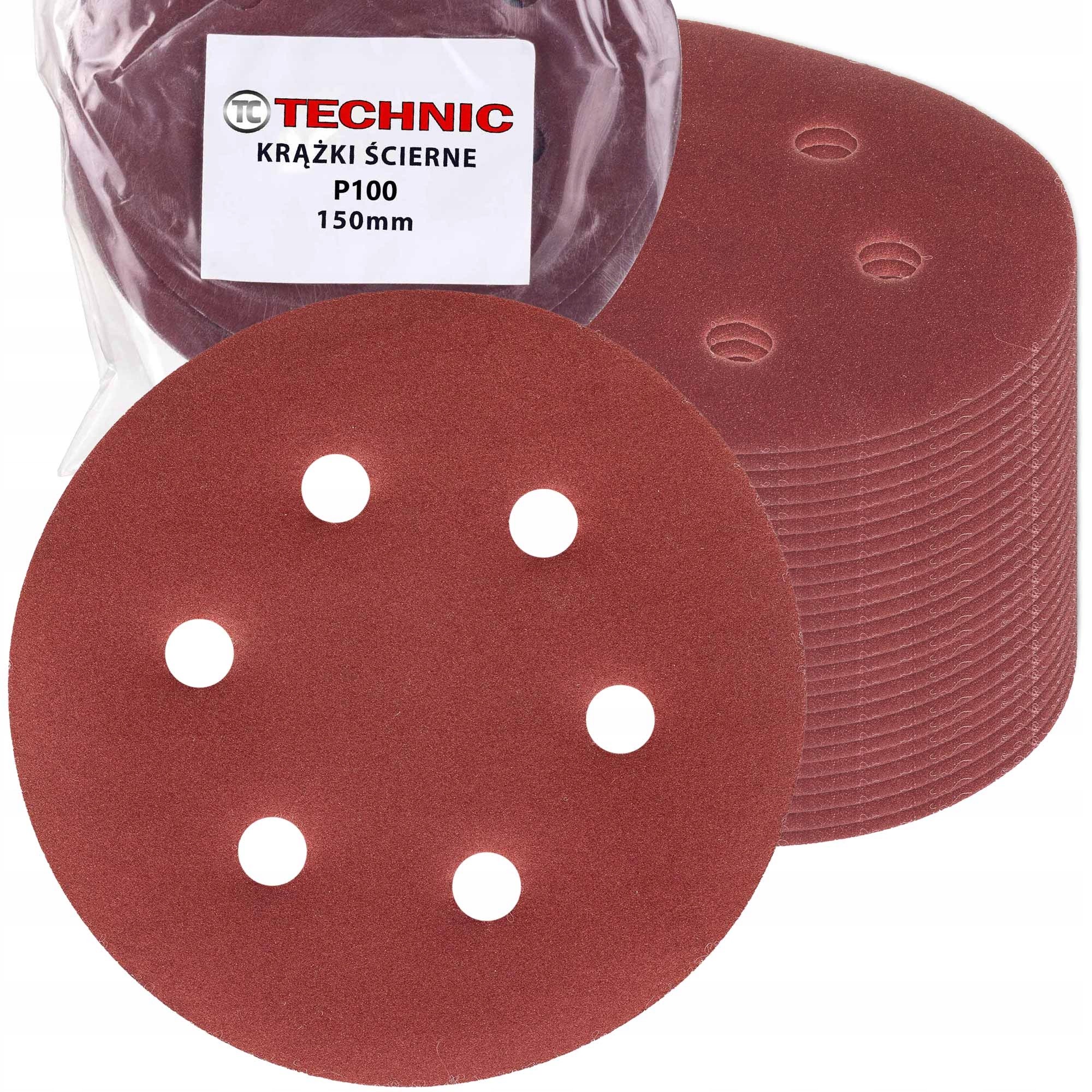 25szt Papier Ścierny 150mm P100 Rzep Krążek Na Dysk Do Szlifierki Wiertarki