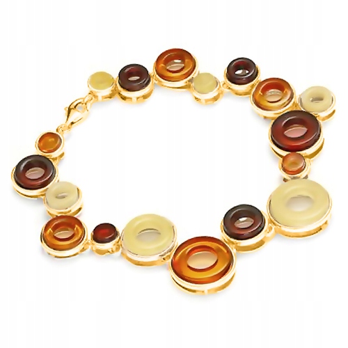 Zlatý Náramek s originálním baltský jantar, Pozlacený Stříbrem