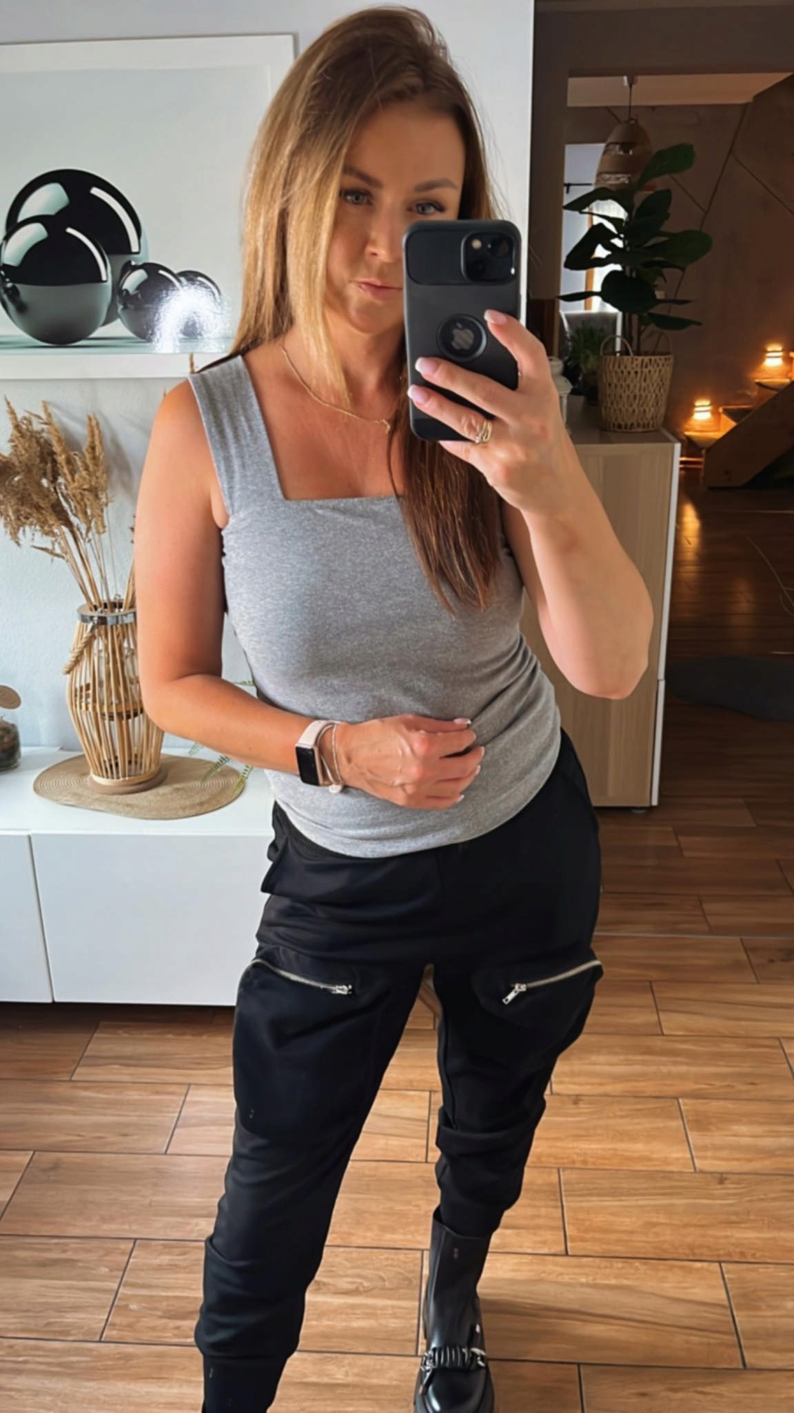 By O La La...! Halenka Top Káro Šedá L 40