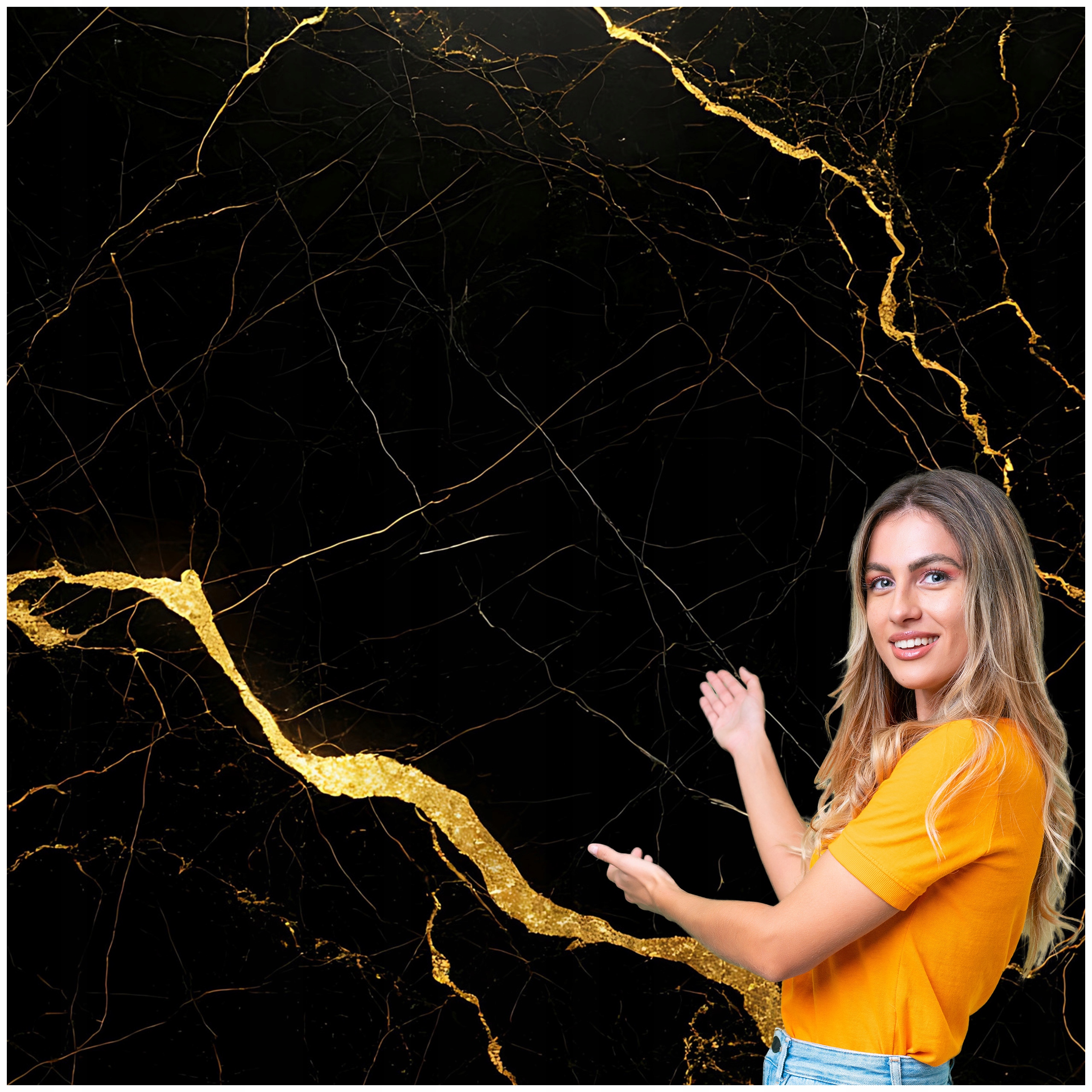 Fototapeta 3D Pozadie Textúra Mramor Čierne zlato 490x260 TLA46W