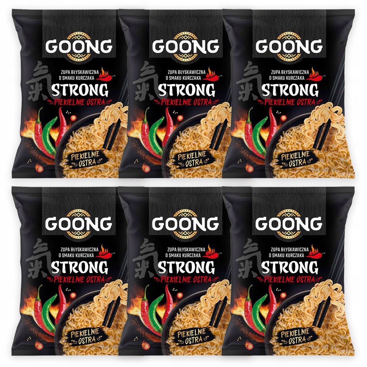 Levně 4x Goong Strong Instantní polévka s kuřecí příchutí, pekelně ostrá, 6x65 g