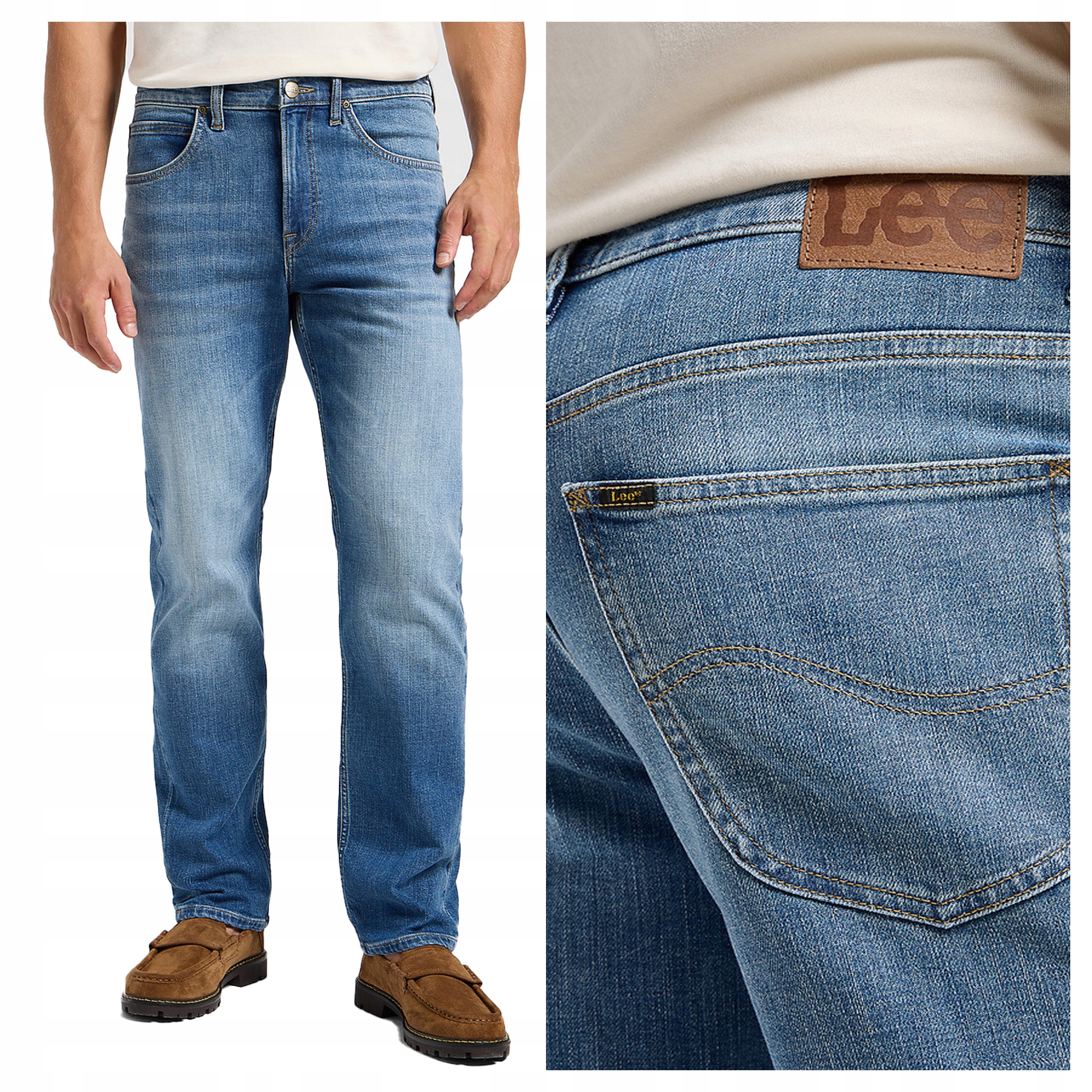 Pánské džínové kalhoty Lee Brooklyn Straight Fit Modré W38 L32