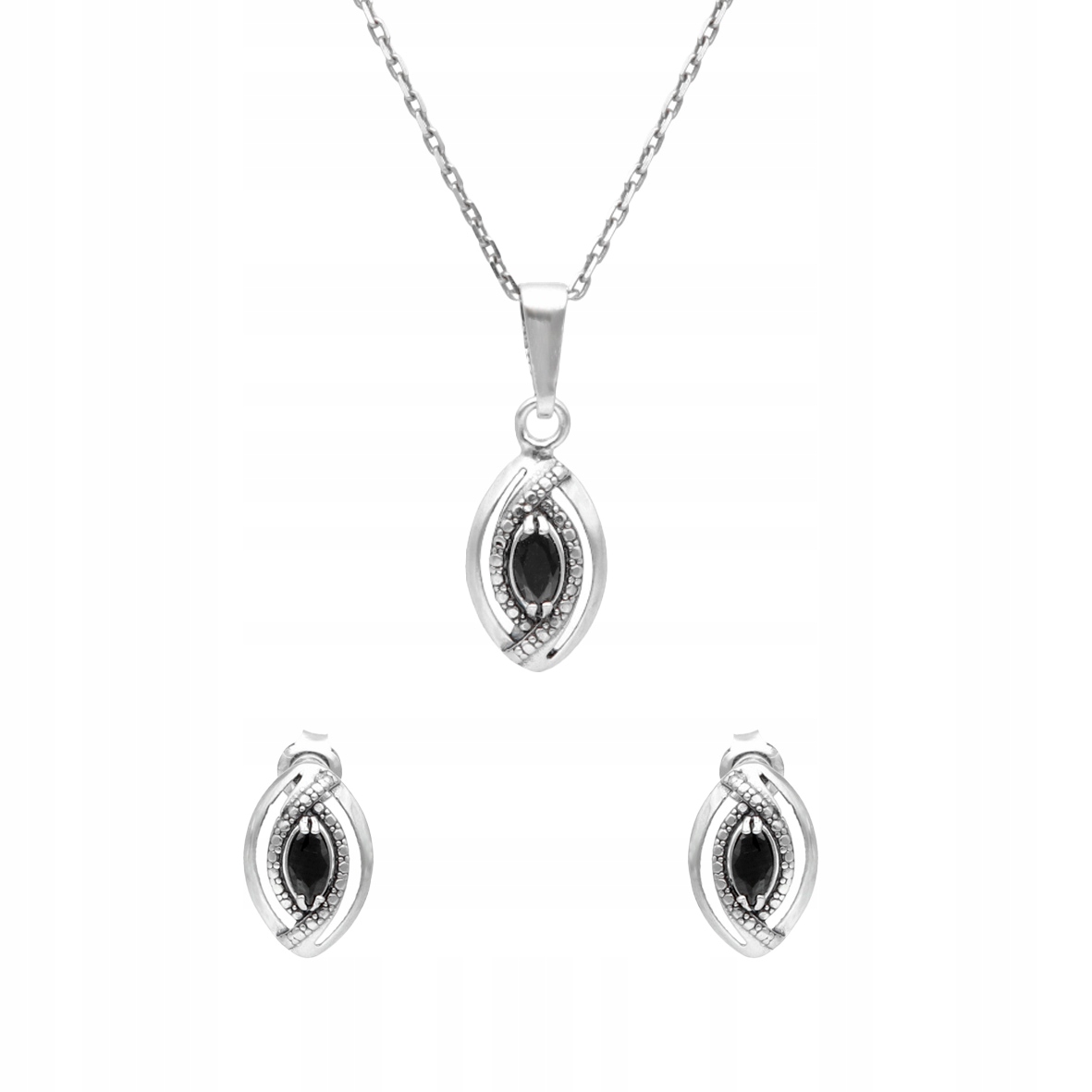 Sada slziček s černými zirkony stříbro