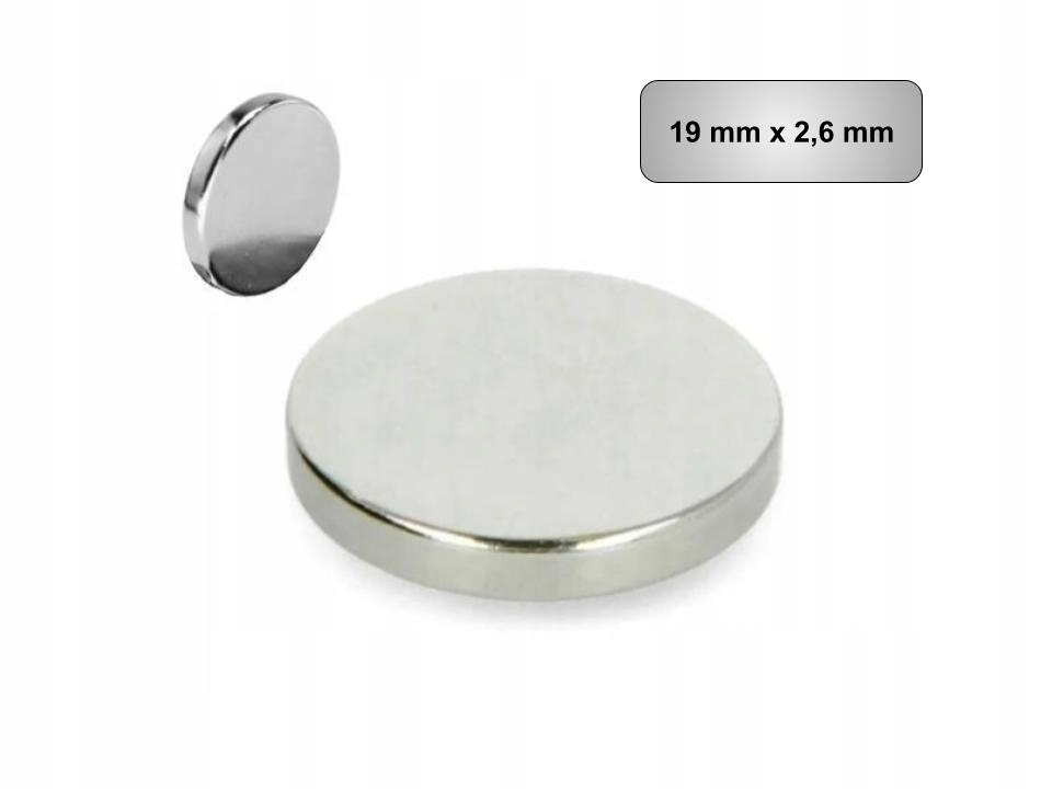

Magnes Neodymowy 19x2,6 Płytka Okrągły Pełny Mocny
