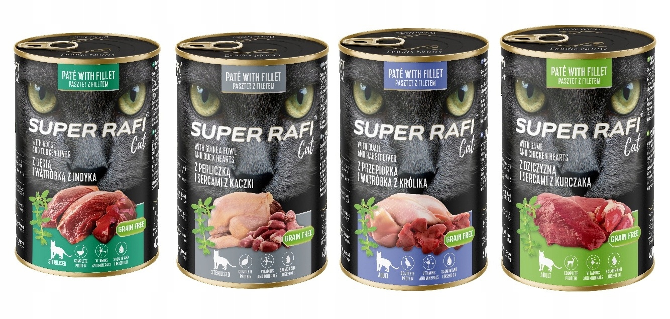 Karma mokra dla kotów Rafi Cat mix 2 smaków 24x400